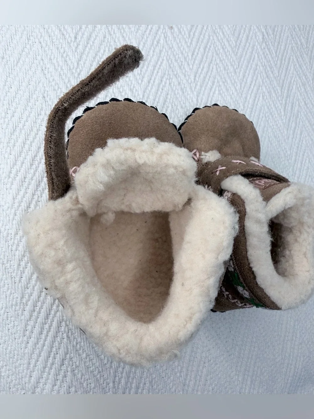 Pediped NEW Originals ROSA Gingersnap Crib Shoe Baby Tan Faux Fur Bootie 6-12mo
